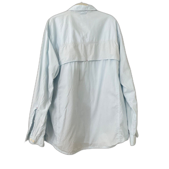 SIMMS Fishing Guide Shirt Mens Sz XXL Blue Long Sleeve Button Vented Zip Pockets - Picture 2 of 13